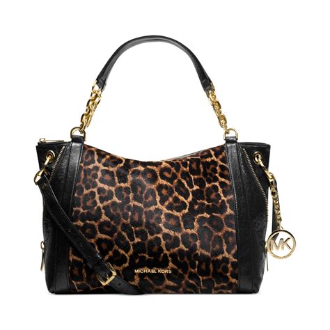 Michael Kors Astrid Cheetah Natural Large Satchel Hair Calf NWT